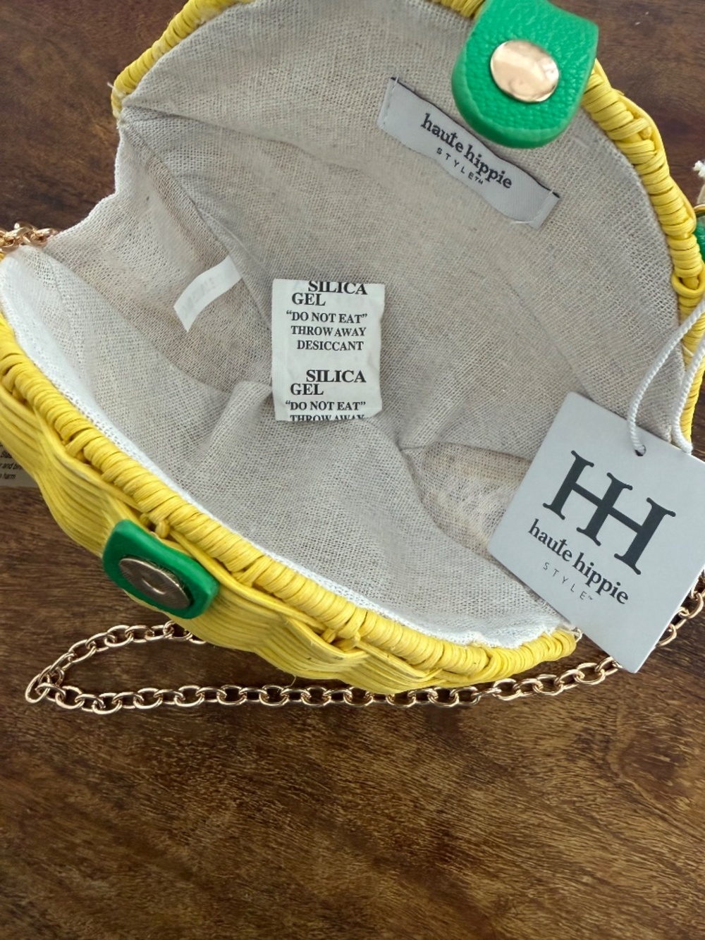 Lemon Shaped Wicker Crossbody Bag - Picture 2 of 4